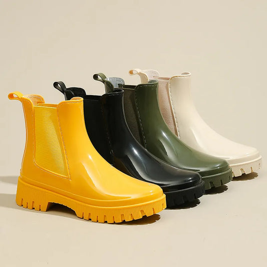 Rain Shoes Women Waterproof Boots Chelsea Chunky Galoshes Garden Work Rubber Boot Female Oil-proof Non-slip Kitchen Footwear - Eloy Royal