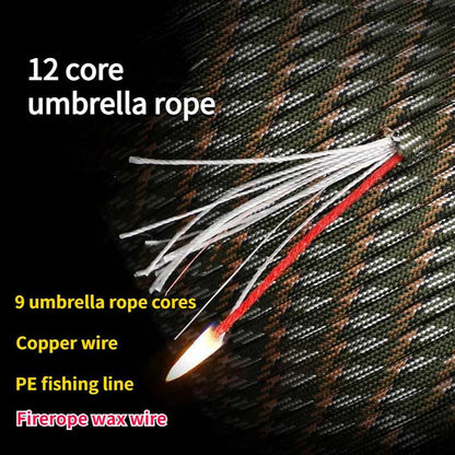 50m 12 Strand 650 Military 4mm Paracord Camping Survival 9x Parachute Cores 1x Fishing Line 1x Copper Wire 1x Fire Wire