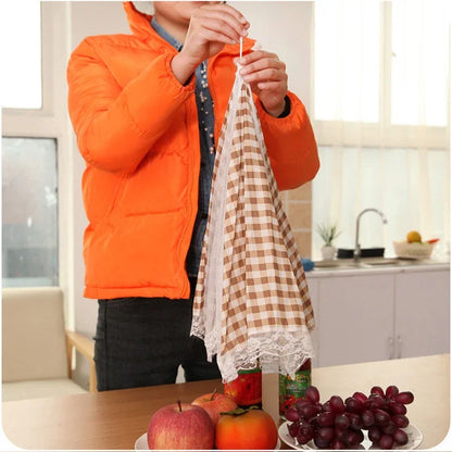 33CM Kitchen Folded Food Cover Umbrella Half Clear Mesh Hygiene Grid Food Dish Cover Kitchenware covering Cap Dirt dust prevent - Eloy Royal