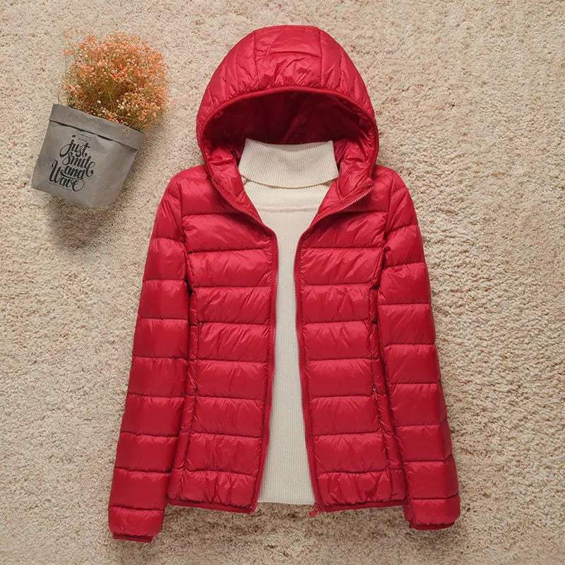 New Fashion Female Cold Jacket Women Winter Light White Duck Down Jacket Slim Puffer Jacket Portable Windproof Down Coat