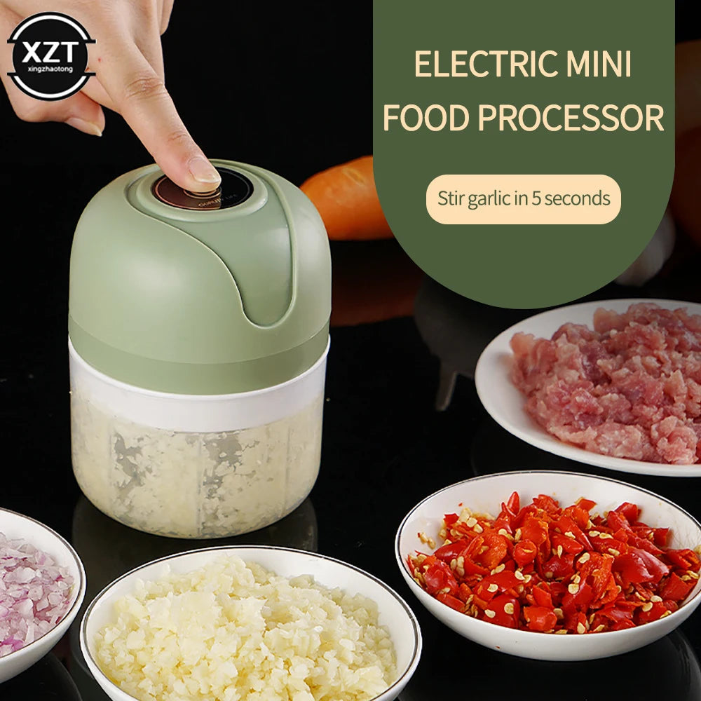 Electric Mini Garlic Chopper USB Meat Grinder Garlic Masher Machine Sturdy Durable Crushed Ginger Vegetable Crusher Kitchenware - Eloy Royal