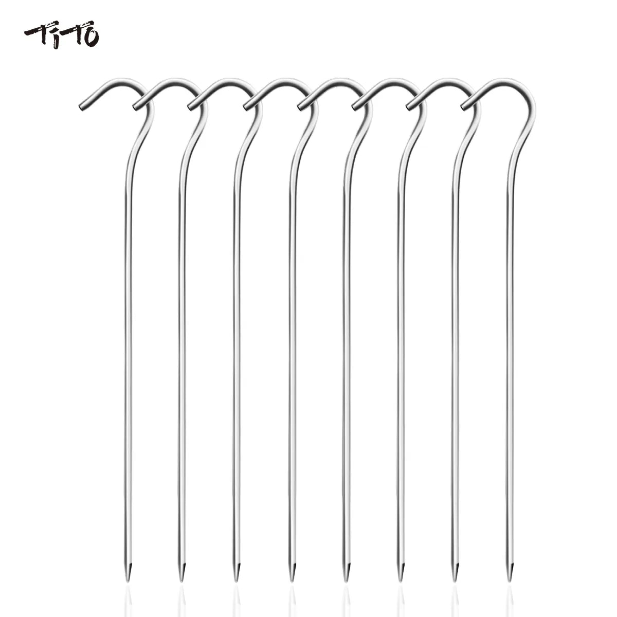 TiTo 8pcs/12pcs Titanium Tent Pegs Titanium Tent Nail Outdoor Camping Tent Accessory Tent Stake Bend Hook Head Diameter 3.0mm - Eloy Royal