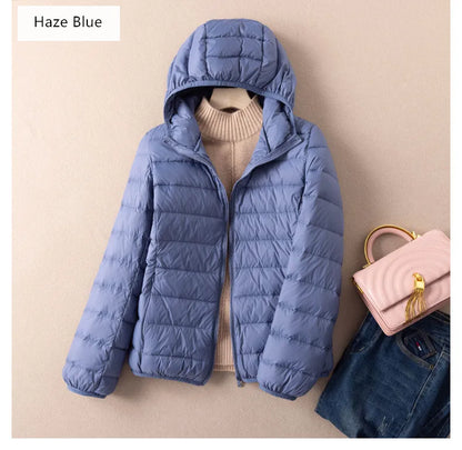 Women Autumn Down Jacket 2022 New Arrivals  90%  White Duck Down Ultra Light Fashion Hooded Keep Warm  Puffer Jacket