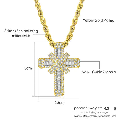 Iced Out Pendants Cross Necklaces for Women Hip Hop Gold Color Zircon Neck Chain Streetwear Hippie Jewelry Christmas Gift OHP142 - Eloy Royal