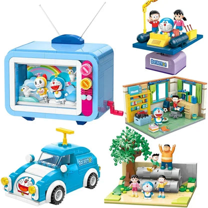 Keeppley Anime Character Building Blocks Doraemon TV's Room Time Machine Building Blocks Puzzle Set Toys for Children's Gifts - Eloy Royal