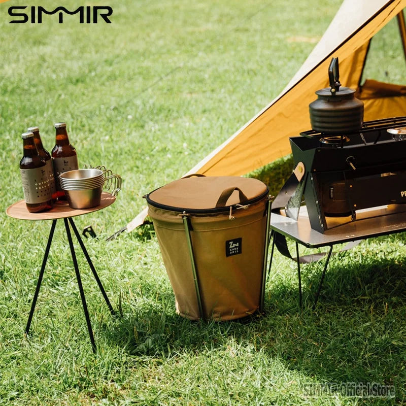 Self-Drive Camping Barbecue Cleaning BBQ Portable Cylinder, Camping Trash Can, Collapsible Storage Compressible Drum, Canvas Can - Eloy Royal