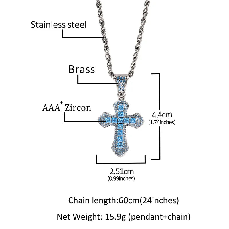 Hip Hop 3A+ CZ Stone Paved Bling Iced Out Cross Pendants Necklace for Men Women Unisex Rapper Jewelry Drop Shipping - Eloy Royal