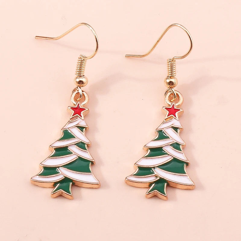 New Fashion Mix Styles Merry Christmas Drop Earrings for Women Christmas Tree Deer Santa Dangle Earrings New Year Jewelry Gifts