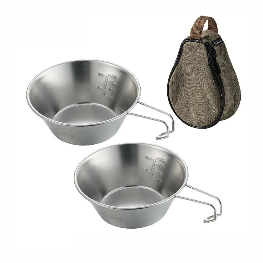 CAMPINGMOON 2pcs/4pcs Sierra Bowl and Cup Set - Stainless Steel Outdoor Tableware for Camping and Picnics with Storage Bag - Eloy Royal