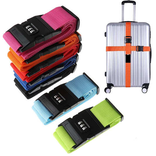 2M Rainbow Password Lock Packing Luggage Bag With Luggage Strap 3 Digits Password Lock Buckle Strap Baggage Belts - Eloy Royal