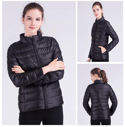 New Autumn Winter Women Ultra Light White Duck Down Jackets Candy Color Slim Short Design Warm Down Coats