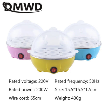 DMWD Electric Rapid Egg Cooker Food Steamer Boiler Rapid Heating Stainless Steel Pan Cooking tool Kitchenware 7 Eggs Capacity EU