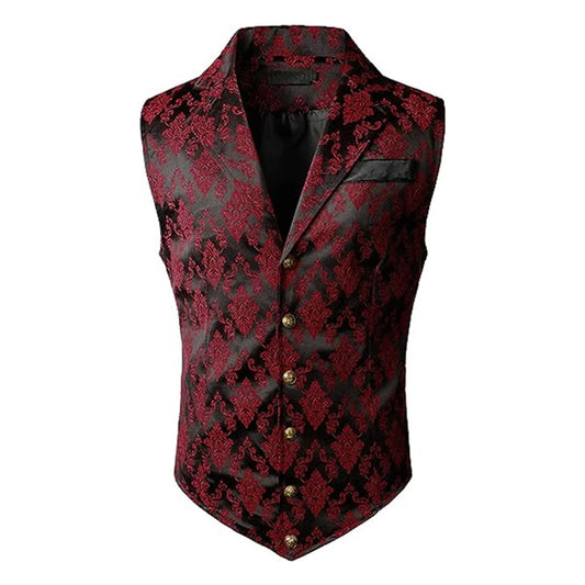 Mens Court Style Fashion Single Breasted Suit Vests Turndown Collar Sleeveless British Retro Slim Fitting Casual Waistcoats