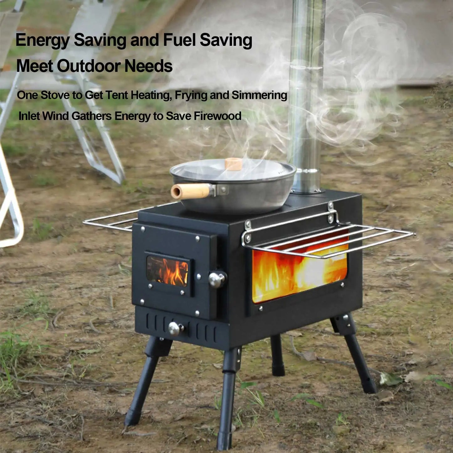 Tent Stove Camping Wood Stove Folding Stoves Fire Wood Heater For Winter Portable Barbecue Stove Grill For Camping Accessories - Eloy Royal