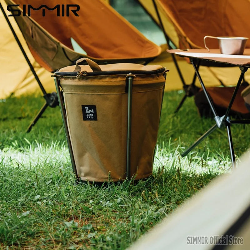 Self-Drive Camping Barbecue Cleaning BBQ Portable Cylinder, Camping Trash Can, Collapsible Storage Compressible Drum, Canvas Can - Eloy Royal