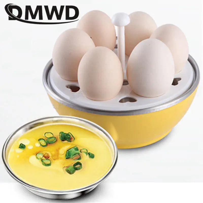 DMWD Electric Rapid Egg Cooker Food Steamer Boiler Rapid Heating Stainless Steel Pan Cooking tool Kitchenware 7 Eggs Capacity EU