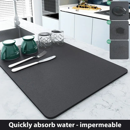 Super Absorbent Large Kitchen Absorbent Mat Antiskid Draining Coffee Dish Drying Mat Quick Dry Bathroom Drain Pad Tableware Mat