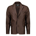 Jild Invisible Stitching Casual Leather Blazer for Men -Button Up Closure Coat Style Regular Fit Real Lambskin Leather Jacket Men (408-Brn-XX-Large)