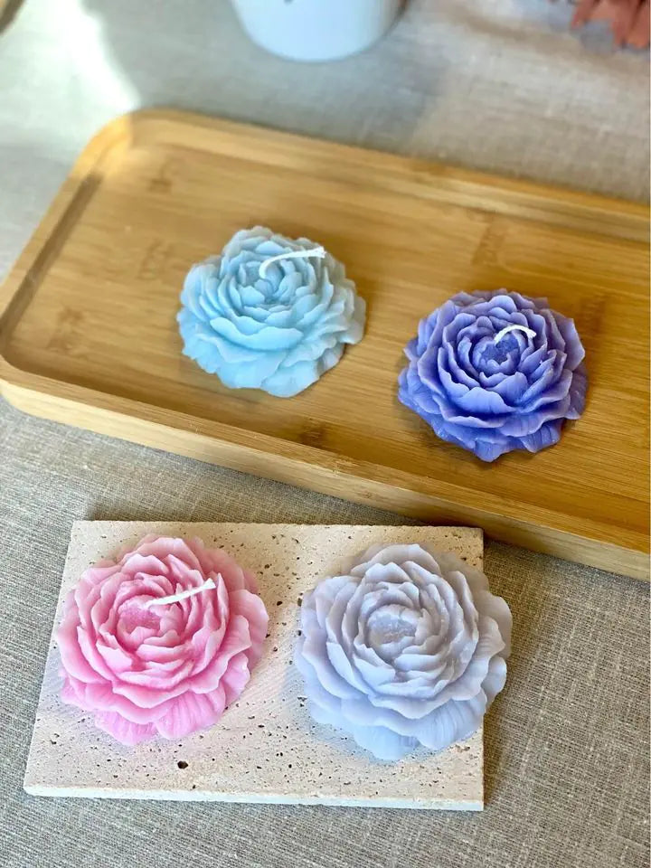 Peony Soy Wax Scented Candle Baby Blue Creamy Vanilla