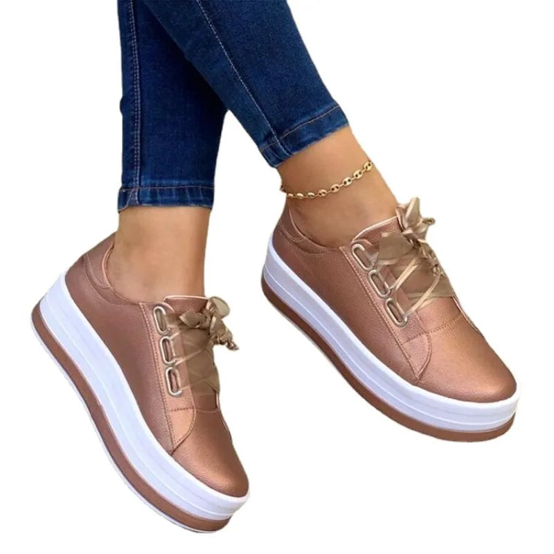 New Design Women Sneakers PU Leather Shine Fashion Shoes Women Thick Bottom Sneakers Women Footwear Size 36-43 - Eloy Royal