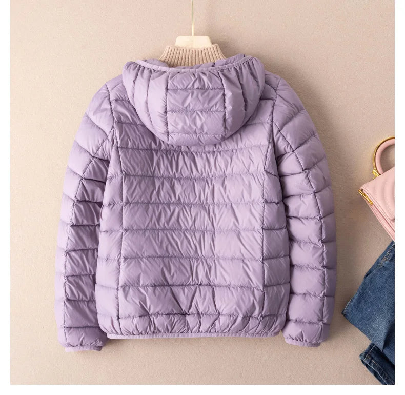 Women Autumn Down Jacket 2022 New Arrivals  90%  White Duck Down Ultra Light Fashion Hooded Keep Warm  Puffer Jacket