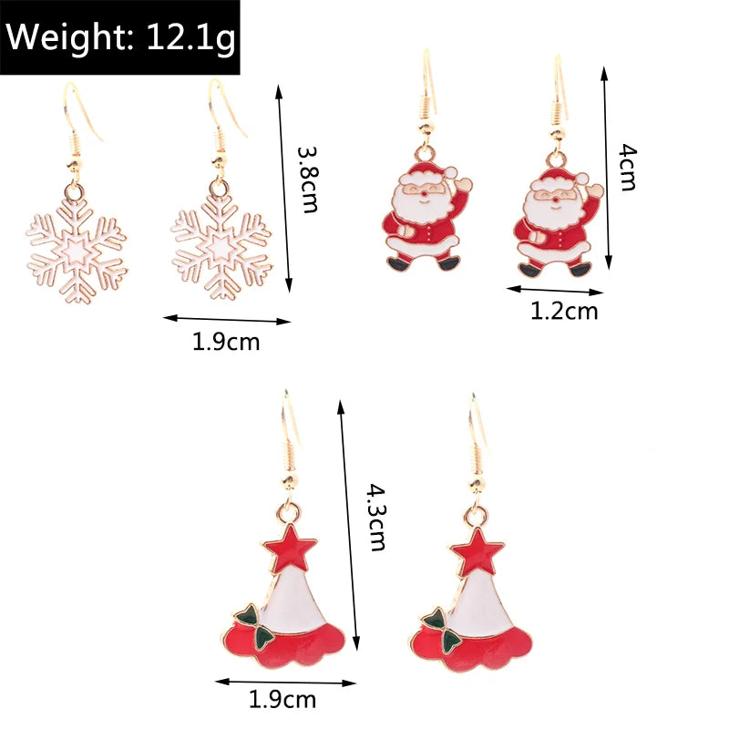 New Fashion Mix Styles Merry Christmas Drop Earrings for Women Christmas Tree Deer Santa Dangle Earrings New Year Jewelry Gifts