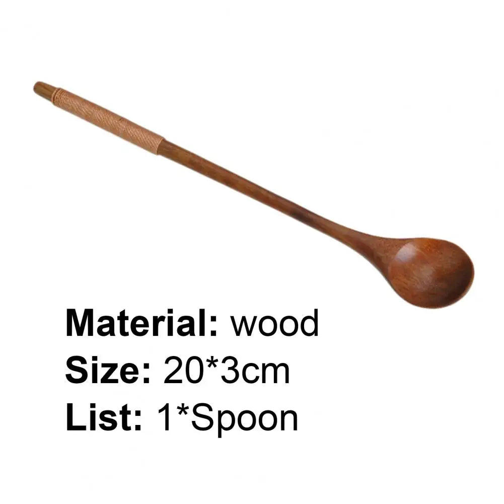 Soup Scoop Long Handle Deluxe Wooden Stirring Spoon Nature Pure Spoon Teaspoon Catering Kids Spoon Kitchenware Kitchen Supply - Eloy Royal