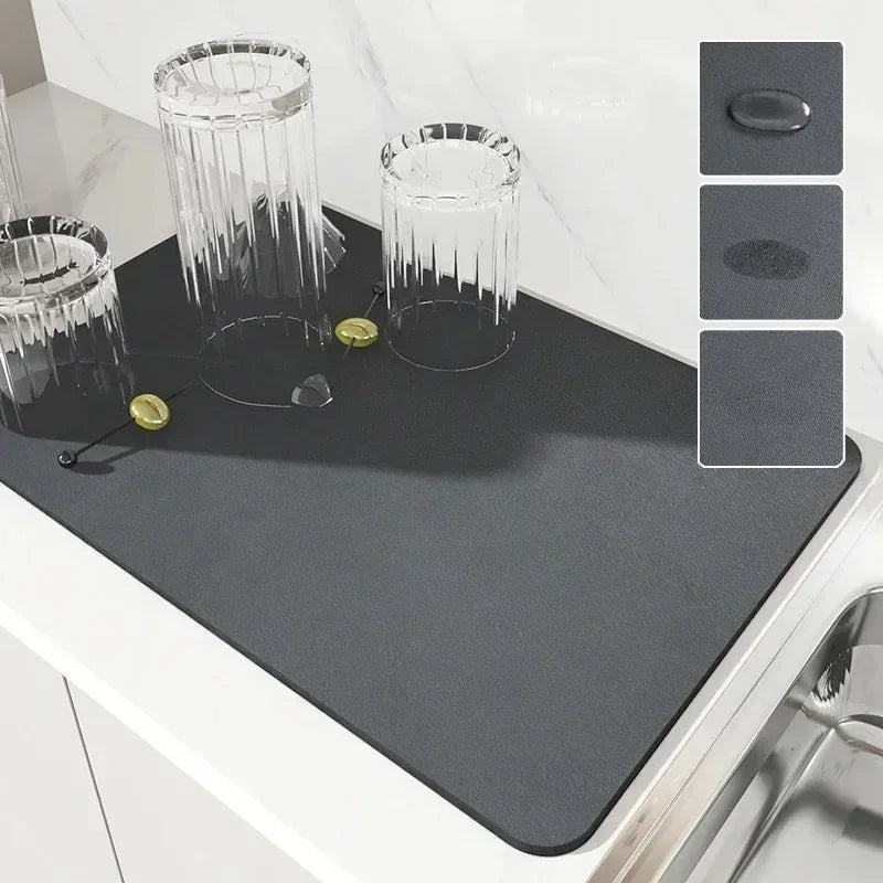 1pc Colorful Drying Mat Non-Slip Absorbent Mat Tableware Kitchen Counter Drain Mats Diatom Mud Tabletop Placemats for Table