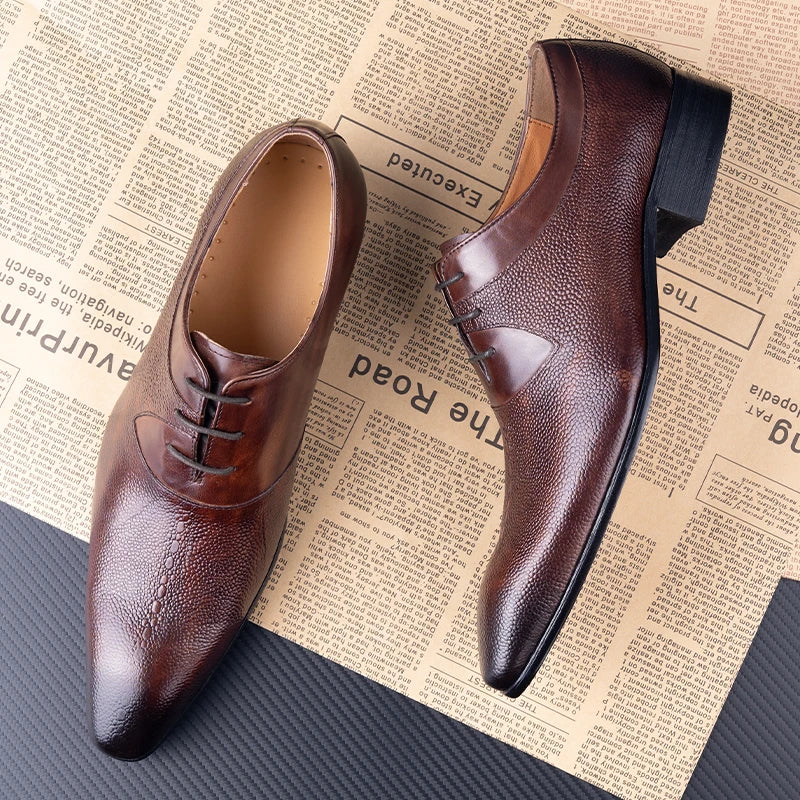 Luxury Men Oxford Shoes Footwear High Quality Classic Style Dress Leather Shoes Coffee Black Lace Up Pointed Toe Formal Shoe Men - Eloy Royal