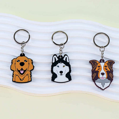 1PCS PVC Keychain Cute Animal Dog Shark Cats Frogs Keyring Kids Favor Toys Birthday Gift Custom Key Chain for Car Key Holder