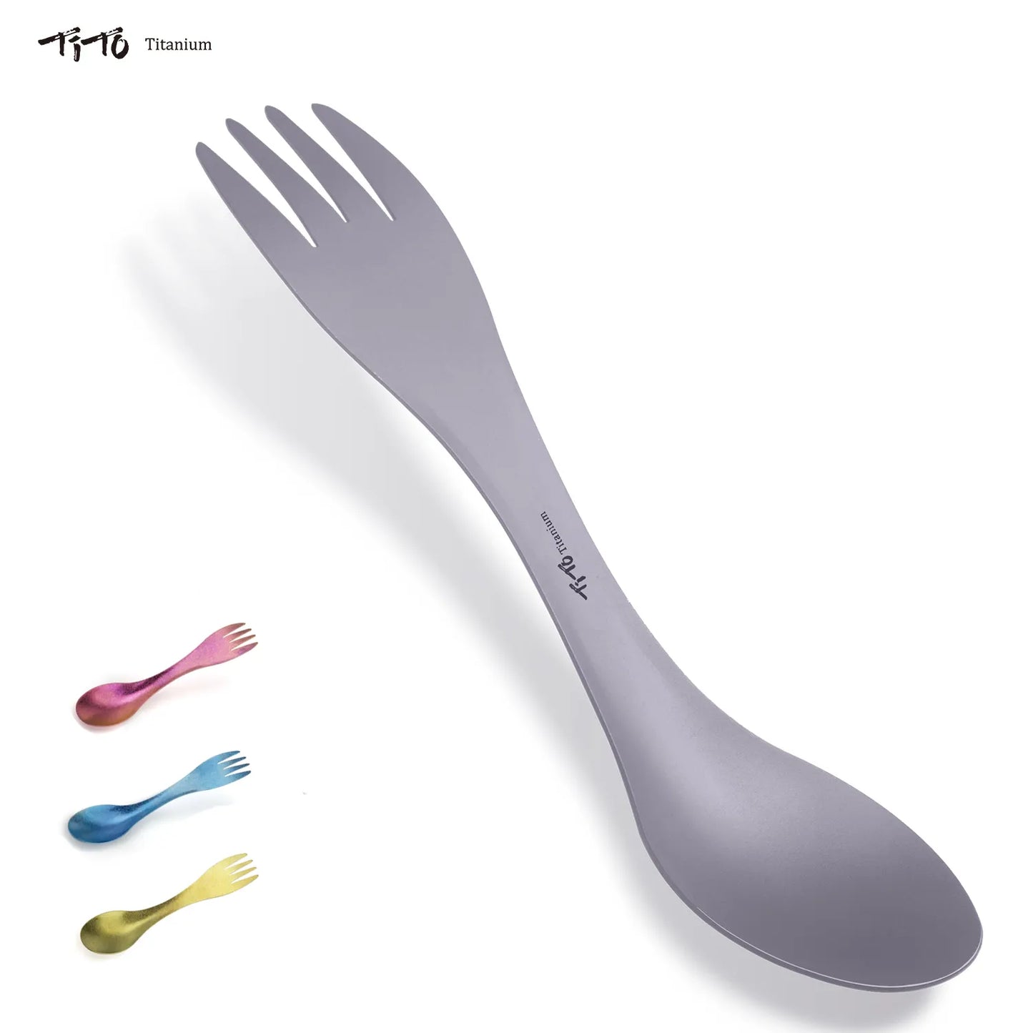 TiTo Titanium Spork Spoon Ultralight Cookware Portable for Outdoor Camping Picnic Accessories Hiking Travel 2in1 Tableware - Eloy Royal