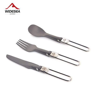 Widesea Camping Aluminum Spoon Fork Knife Tableware Set Ultralight Outdoor Cooking Equipment Cutlery Cookware Hiking Trekking - Eloy Royal