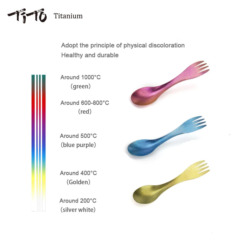 TiTo Titanium Spork Spoon Ultralight Cookware Portable for Outdoor Camping Picnic Accessories Hiking Travel 2in1 Tableware - Eloy Royal