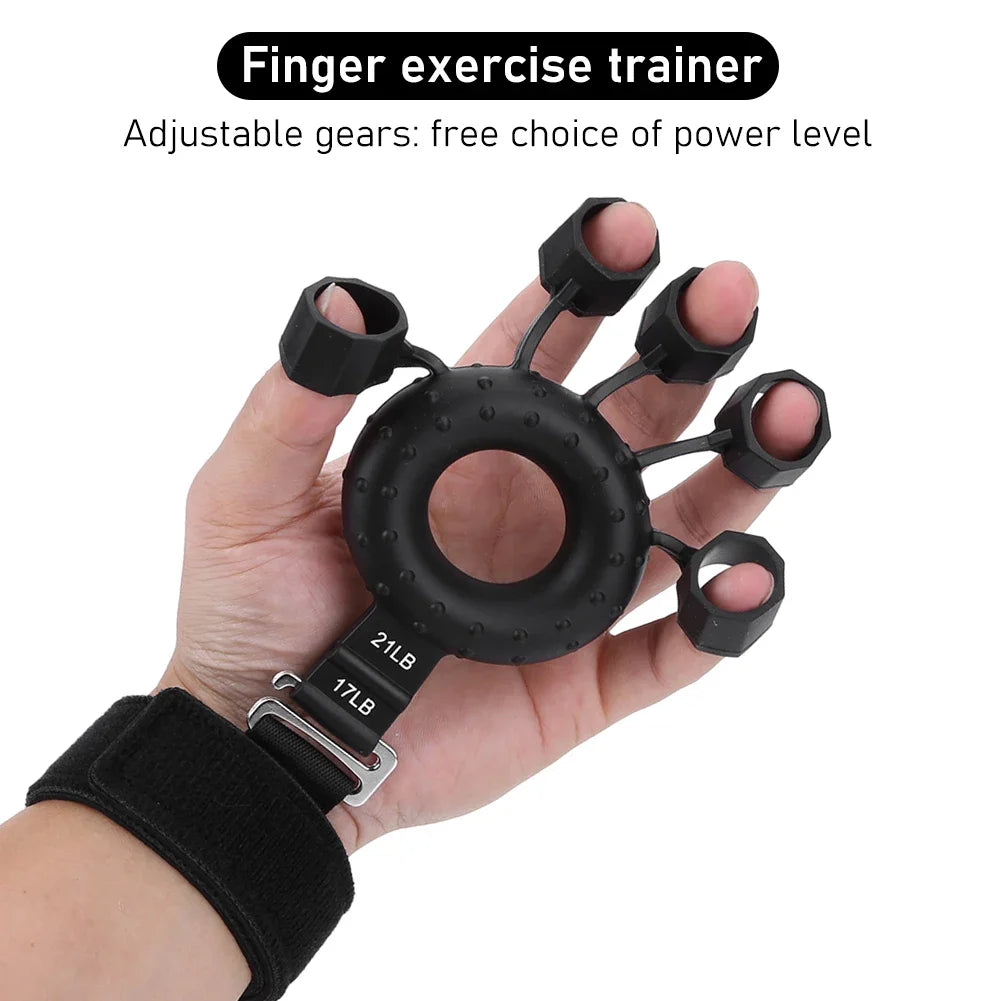 Silicone Adjustable Finger Extensor Exerciser Gripper Finger Strengthener with Wristband Hand Muscle Trainer for Climbing Guitar - Eloy Royal