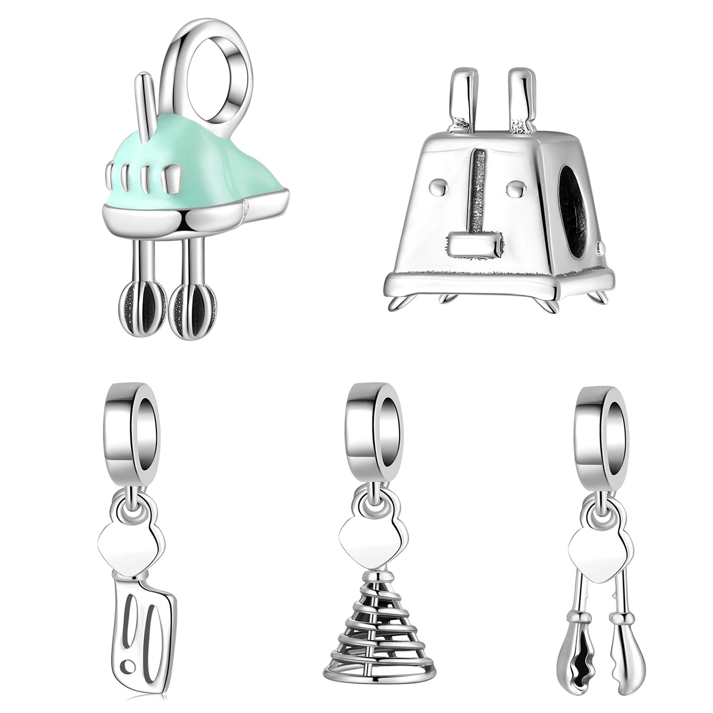 Kitchenware 925 Sterling Silver Pancake Turner Whisk Spatula Pendants Charms Fit Original Designer Charm Bracelet Jewelry Making - Eloy Royal