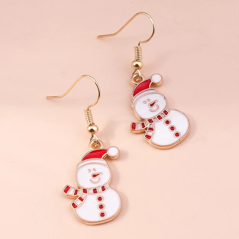 New Fashion Mix Styles Merry Christmas Drop Earrings for Women Christmas Tree Deer Santa Dangle Earrings New Year Jewelry Gifts