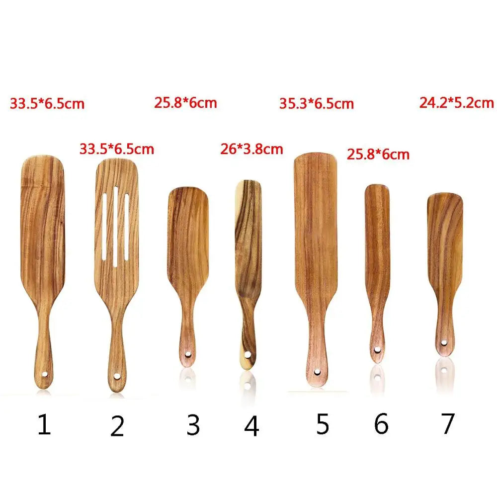 Smooth Edge Non-Stick Natural Wood Cooking Tool Kitchen Use Scoop Tableware Kitchenware Rice Spoon Spatula - Eloy Royal