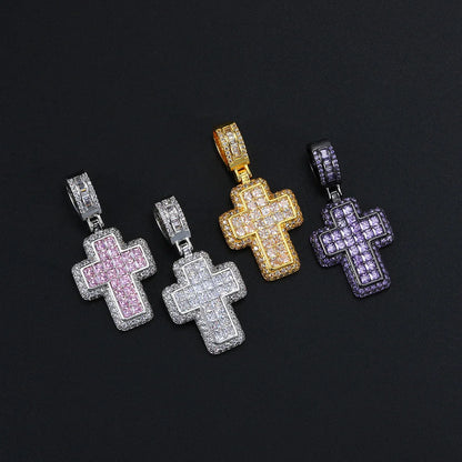 Hip Hop Iced Out AAA+ Cubic Zirconia Cross Pendant Necklace Rope Stainless Steel Chain on Neck Men Male Punk Rock Jewelry OHP155 - Eloy Royal