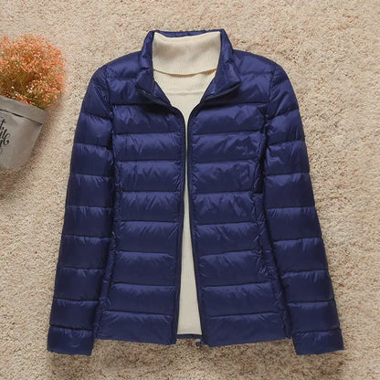 New Fashion Female Cold Jacket Women Winter Light White Duck Down Jacket Slim Puffer Jacket Portable Windproof Down Coat