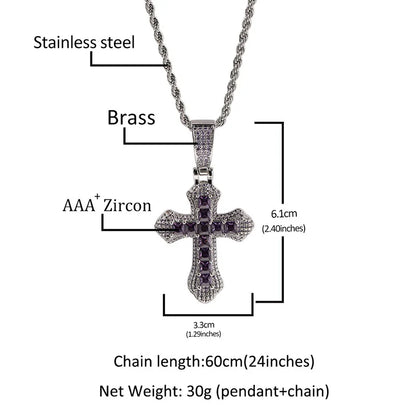 Hip Hop 3A+ CZ Stone Paved Bling Iced Out Cross Pendants Necklace for Men Women Unisex Rapper Jewelry Drop Shipping - Eloy Royal