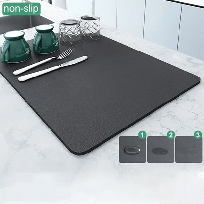 Super Absorbent Large Kitchen Absorbent Mat Antiskid Draining Coffee Dish Drying Mat Quick Dry Bathroom Drain Pad Tableware Mat