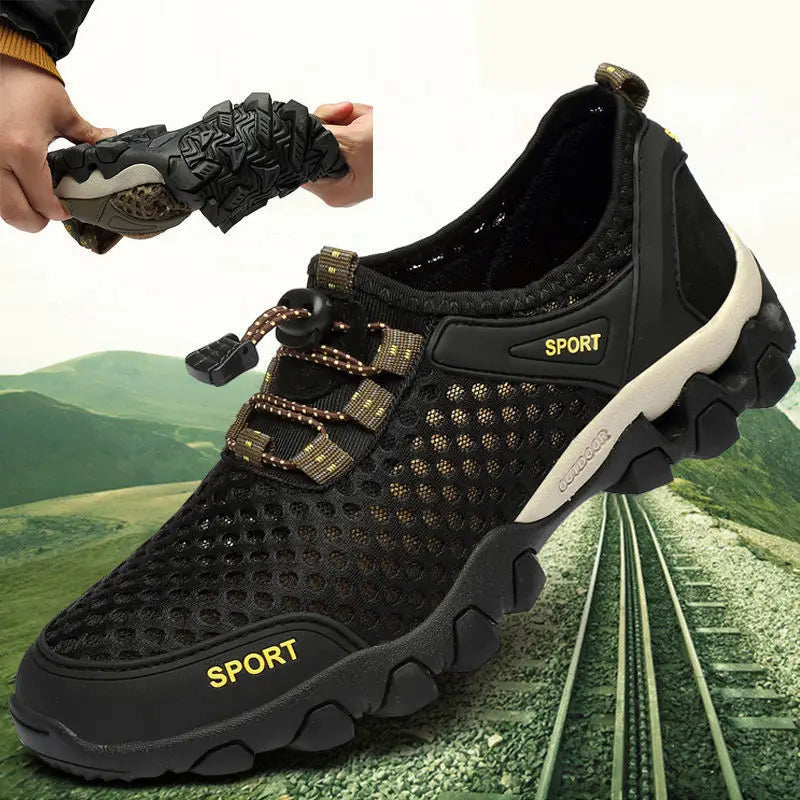 Men Sneakers Summer Wading Mesh Shoes Comfortable Slip on Outdoor Hiking Shoes Zapatos Hombre Casual Climbing Trekking Footwear - Eloy Royal