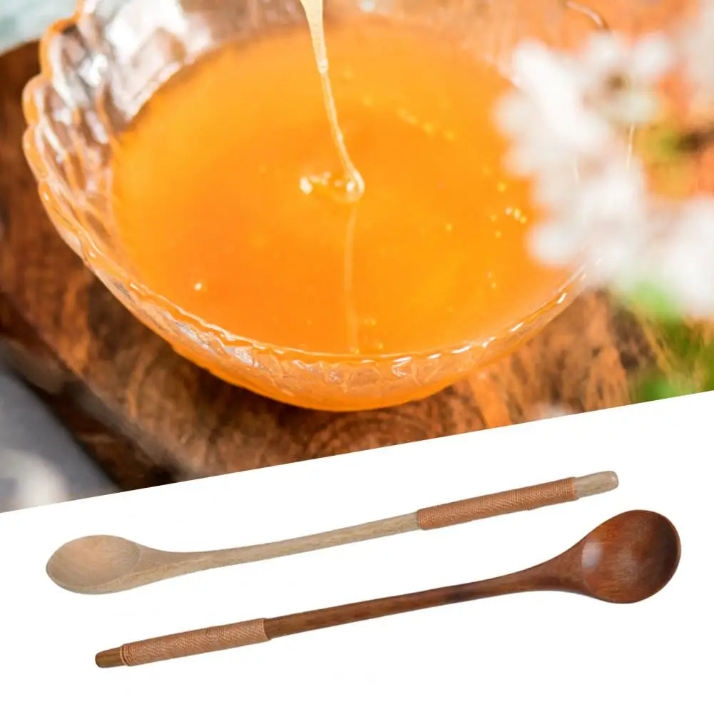 Soup Scoop Long Handle Deluxe Wooden Stirring Spoon Nature Pure Spoon Teaspoon Catering Kids Spoon Kitchenware Kitchen Supply - Eloy Royal