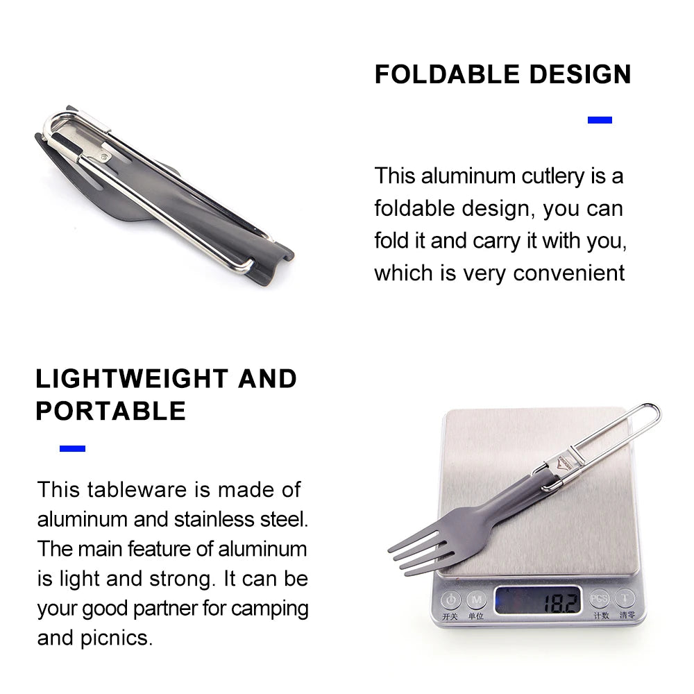 Widesea Camping Aluminum Spoon Fork Knife Tableware Set Ultralight Outdoor Cooking Equipment Cutlery Cookware Hiking Trekking - Eloy Royal