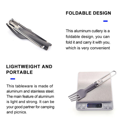 Widesea Camping Aluminum Spoon Fork Knife Tableware Set Ultralight Outdoor Cooking Equipment Cutlery Cookware Hiking Trekking - Eloy Royal