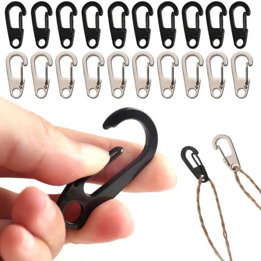 10pcs D Carabiner D-Ring Key Chain Spring Clips Mini Aluminium Alloy Hang Buckle Survival EDC Gear Outdoor Camping Keyring Tool - Eloy Royal