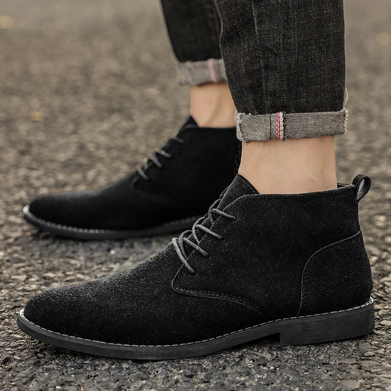 YISHEN Ankle Boots For Men Winter Boot Lace Up British Style Classic Suede Boots Casual Shoes Work Footwear Botas Zapatos Hombre - Eloy Royal