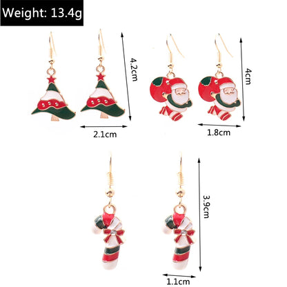 New Fashion Mix Styles Merry Christmas Drop Earrings for Women Christmas Tree Deer Santa Dangle Earrings New Year Jewelry Gifts