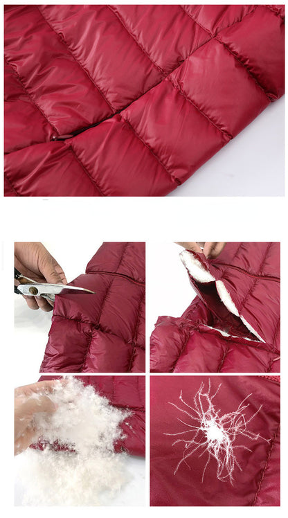 New Fashion Female Cold Jacket Women Winter Light White Duck Down Jacket Slim Puffer Jacket Portable Windproof Down Coat