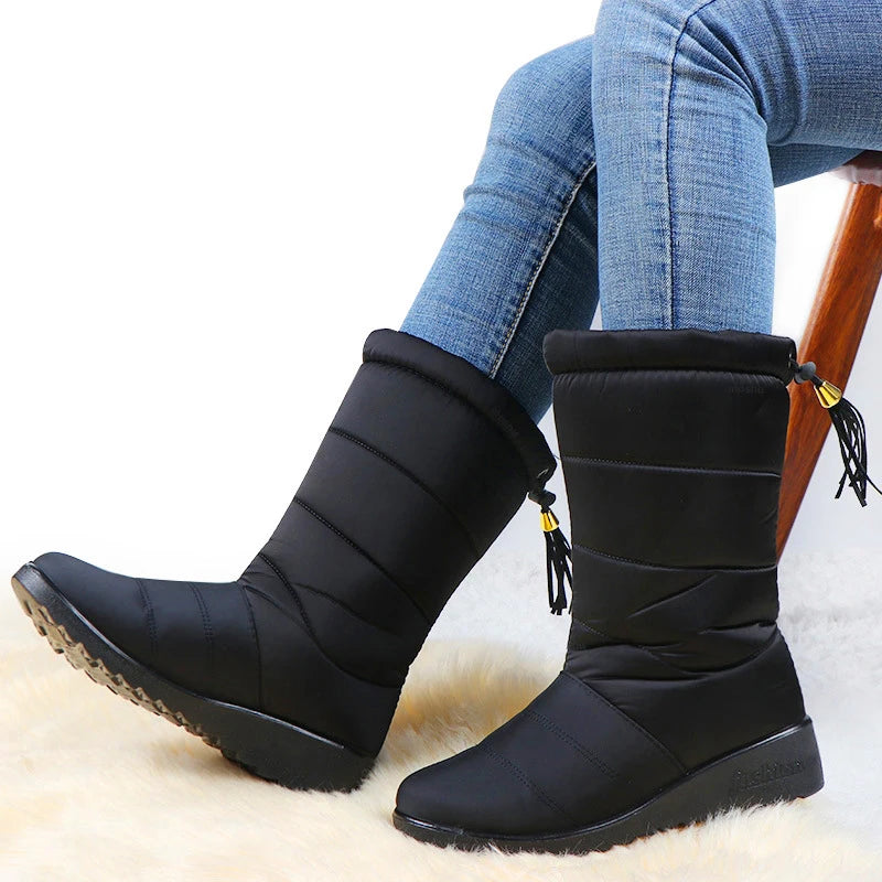 Winter Snow Boots Waterproof Cotton Shoes Lightweight Plush Boots for Women Winter Slip on Shoes Female Footwear Plus Size - Eloy Royal